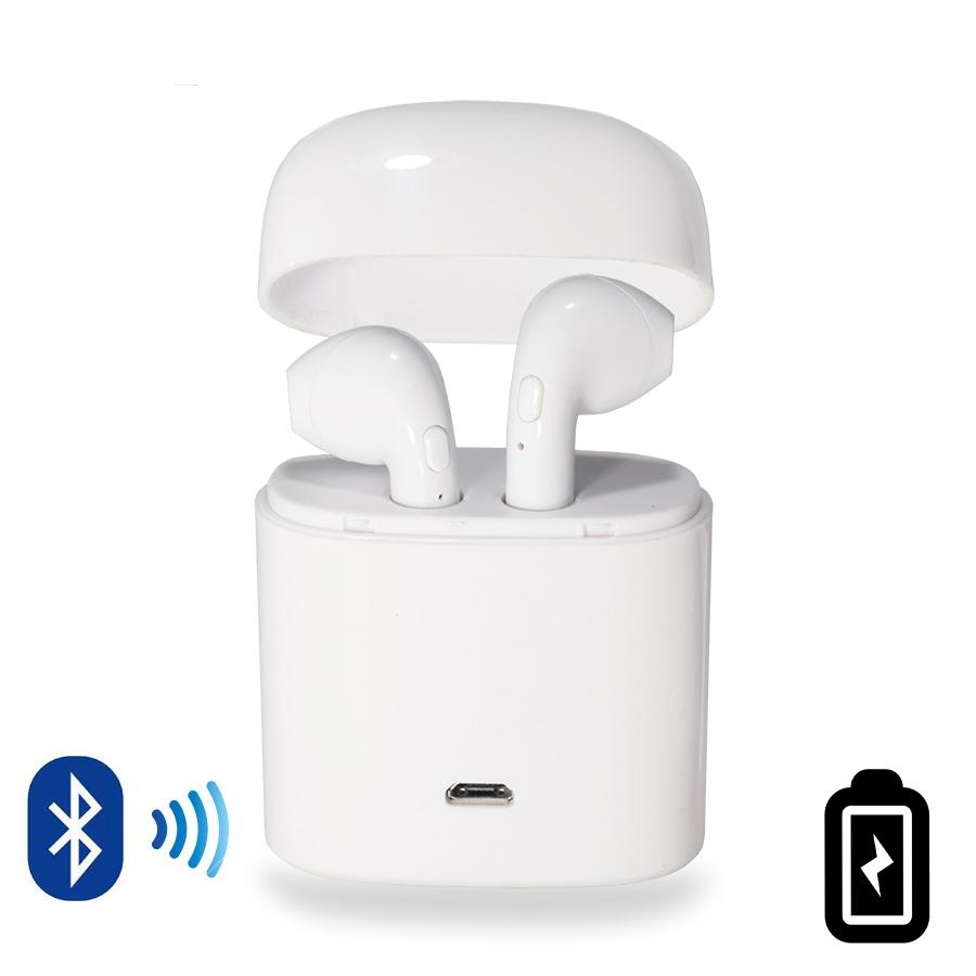 Dual Chamber Wireless Bluetooth Earphones With Charging Box. Available in 5 colors.