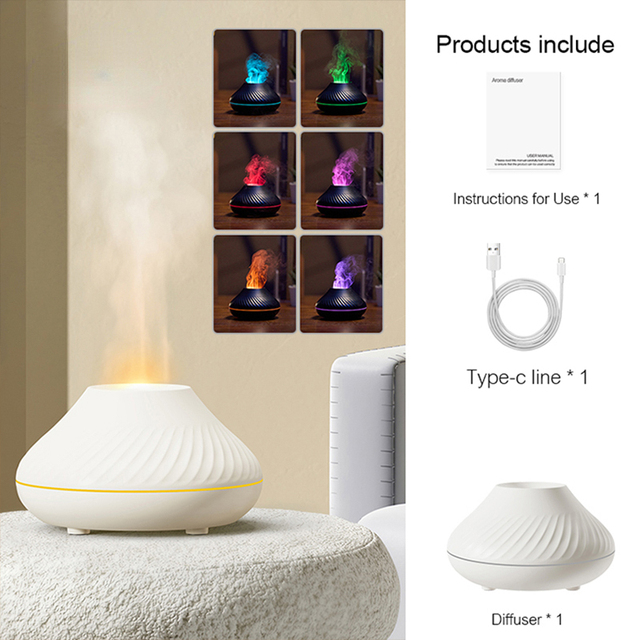 Colorful Portable Air Humidifier Flame Aroma Diffuser