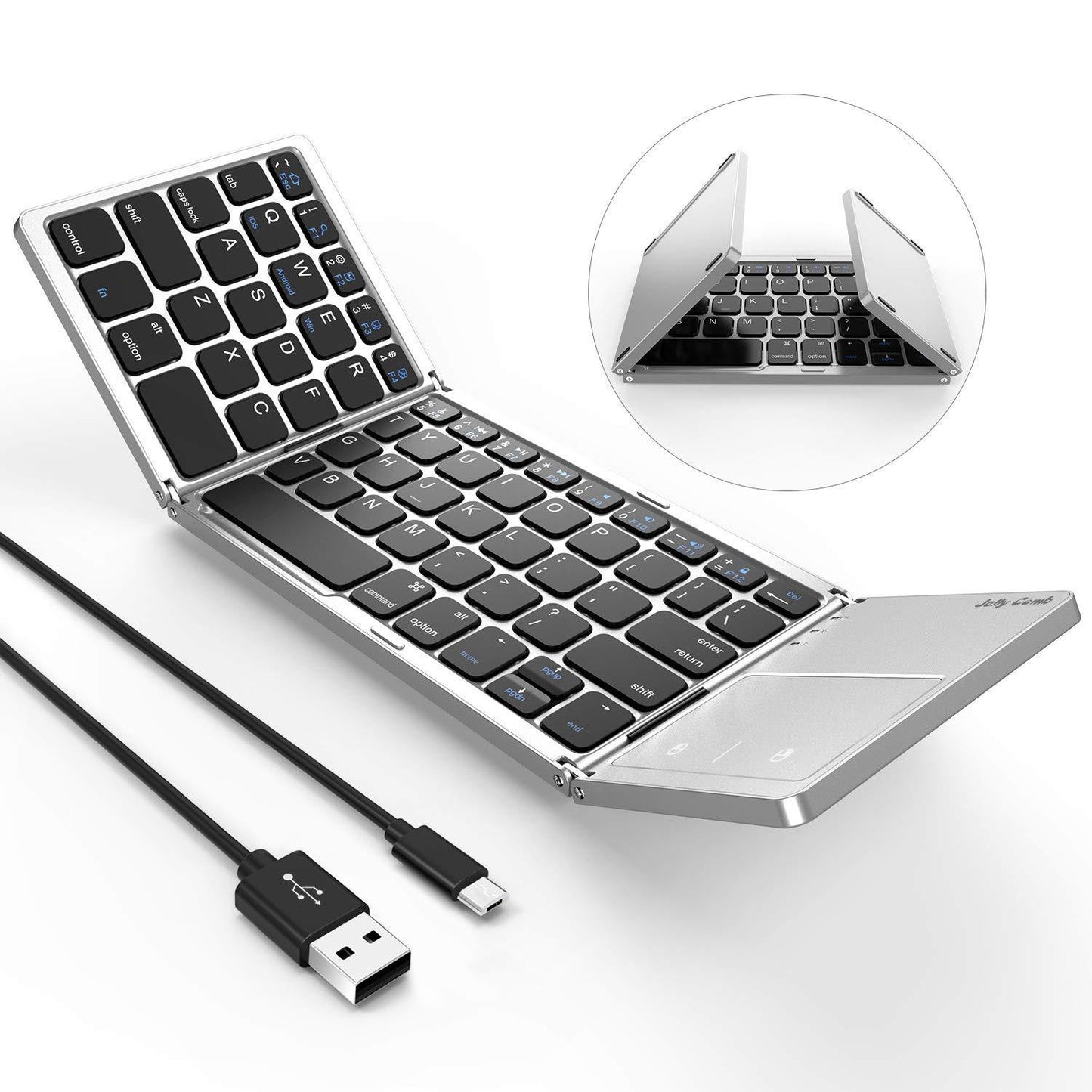Foldable Bluetooth Keyboard, Dual Mode USB Wired & Bluetooth Keyboard