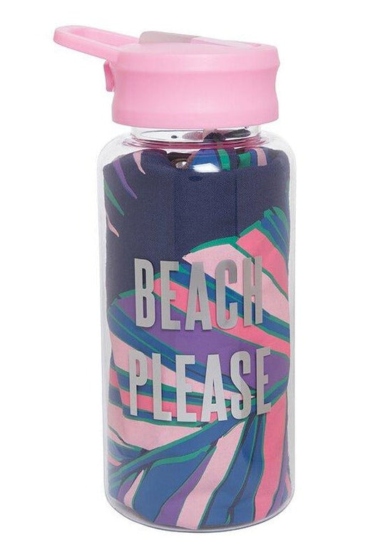 Beach Please Water Bottle and Drawstring Tote Gift Set | Combo Bottle
